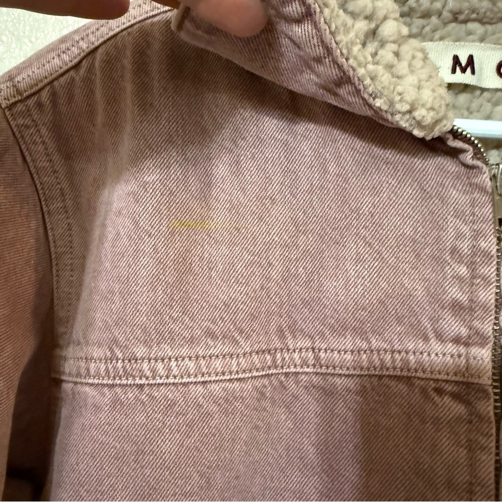 AMO Anthropologie Zoe Sherpa Lined Collar Zip Front Jacket in Tawny Pink Small - Picture 11 of 12